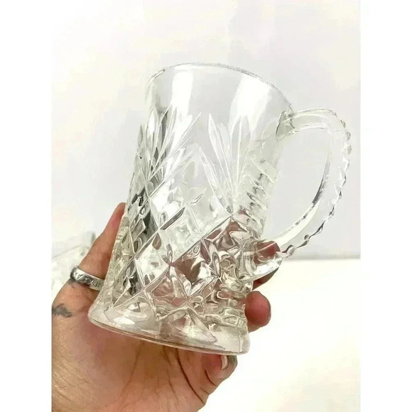 Set of 2 VTG Pineapple Etched Pattern Creamer Early American Ribbed Handle - Picture 12 of 13